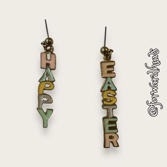 Bundle Sale 3 for $15 | Heavily Used Happy Easter Enamel Earrings - Picture 1 of 7